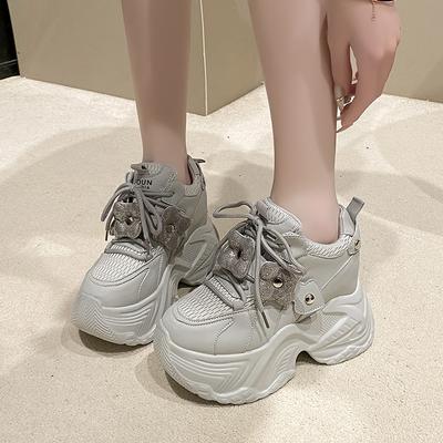 Мода Новые Женские Осенние Спортивные Папины Кроссовки Высокие Массивные Повседневные Кроссовки Толстая Подошва Сетчатая Обувь Женщина 10 СМ На Шнуровке Платформенные Кроссовки