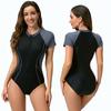 Sexy Swimsuit Women's One-piece Surfing Suit Short-sleeved Zipper Diving Suit
