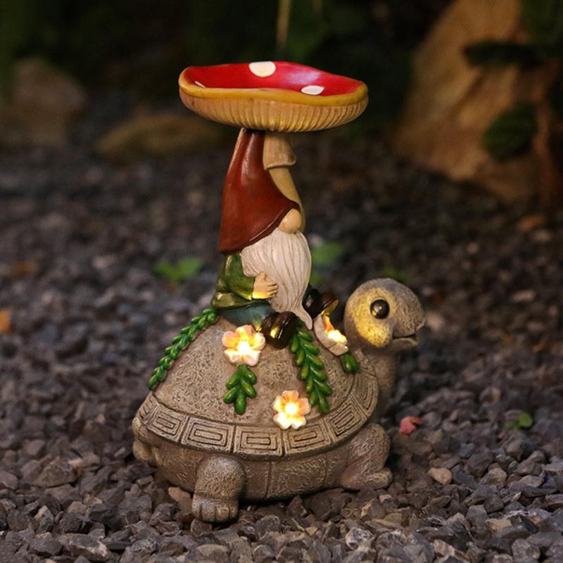 Милая солнечная черепаха лампа садовый гном кормушка для птиц 300 мА смола креативный суккулент черепаха двор светильник для семейных посиделок