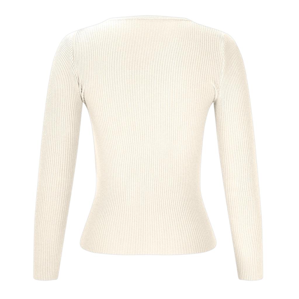 Women's Fashion V-Neck Slim Sweater Long Sleeve Pullover Solid Colour Top
