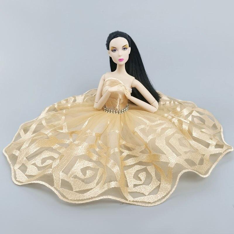 Золотая балетная пачка для куклы Барби, наряды, одежда, аксессуары для кукол 1/6, 3-слойная юбка со стразами, бальное платье для вечеринки, игрушки
