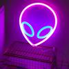 Светодиодные настенные подвесные светильники в форме лица «Чужой» в форме лица, неоновые, для Хэллоуина, для дома, детской комнаты, ночные лампы «Тарелка», вечерние, художественный декор