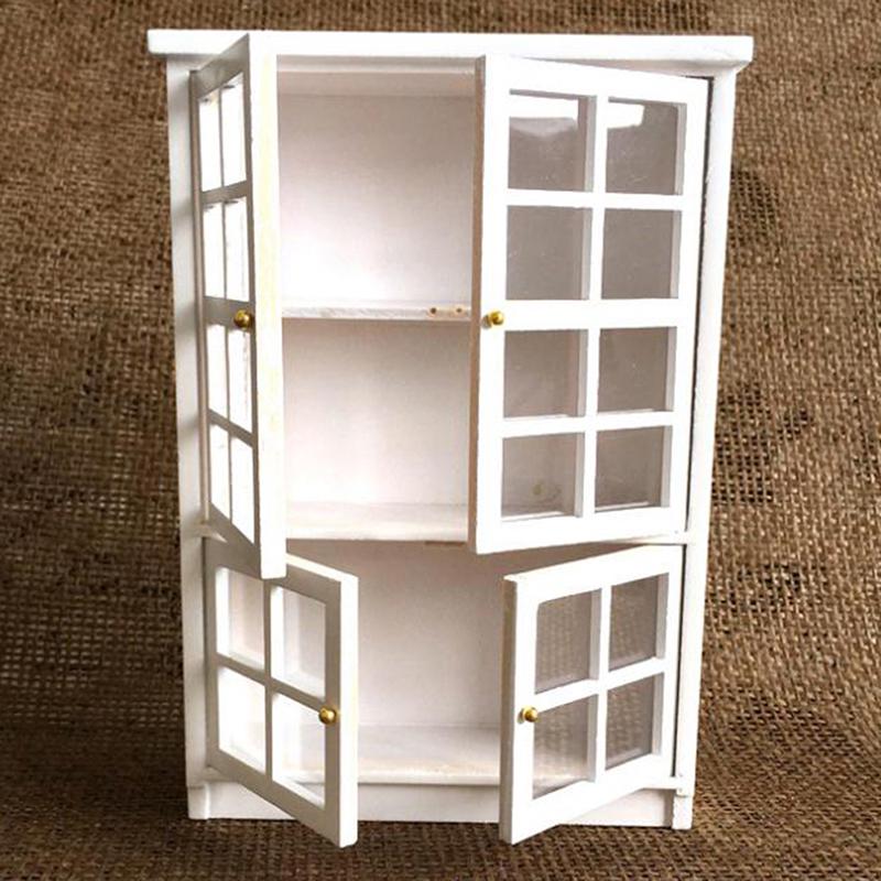 1/12 Dollhouse Miniature Furniture White Kitchen Dining Cabinet Display Shelf