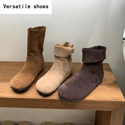 Дизайнерские винтажные женские ботильоны, модные элегантные туфли с круглым носком, весна-осень, слипоны, современные короткие ботильоны