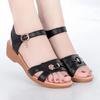 Summer Women's Sandals Wedge Heel Flat Soft Leather Soft Bottom Sandals All-match Non-slip Simple Temperament Sandals One Word Buckle