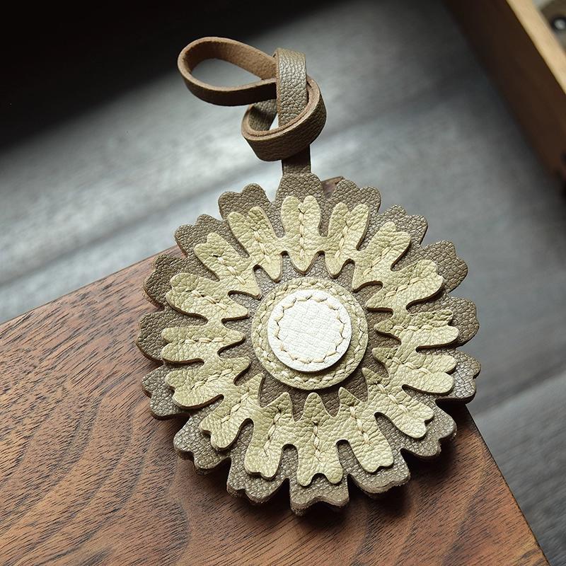 Подвеска для ключей из кожи ручной работы серии Duohua, простой и универсальный серый брелок