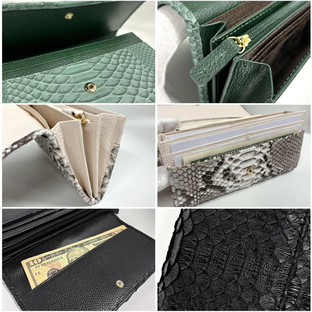 Натуральный, подлинный кошелек-лонг из змеиной кожи для мужчин и женщин, изготовленный из цельного куска натуральной кожи. Особенности включают складной дизайн, клапан