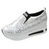 Модные серебряные кроссовки из искусственной кожи на платформе, женские повседневные нескользящие спортивные туфли на толстой подошве, женские мокасины больших размеров Zapatos Mujer