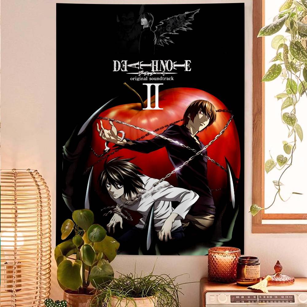 Death Note Full Character Collage Wall Tapestry Light Yagami Art Edgy Room Decor for Psychological Thriller Anime Fans