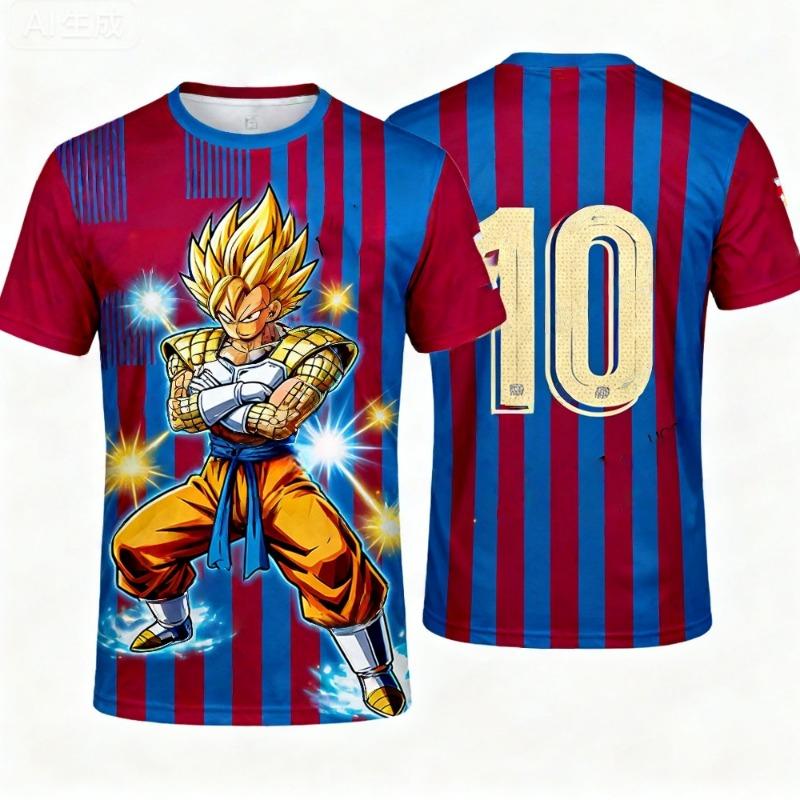 2026 Новая Футбольная Майка Аниме Dragon Ball Z Goku Летняя Большого Размера Дышащая Майка Косплей Футболка с Коротким Рукавом