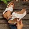 Summer New Large Size Shoes Flower Slope Heel Open Toe Wearing Slippers Women's Sandals