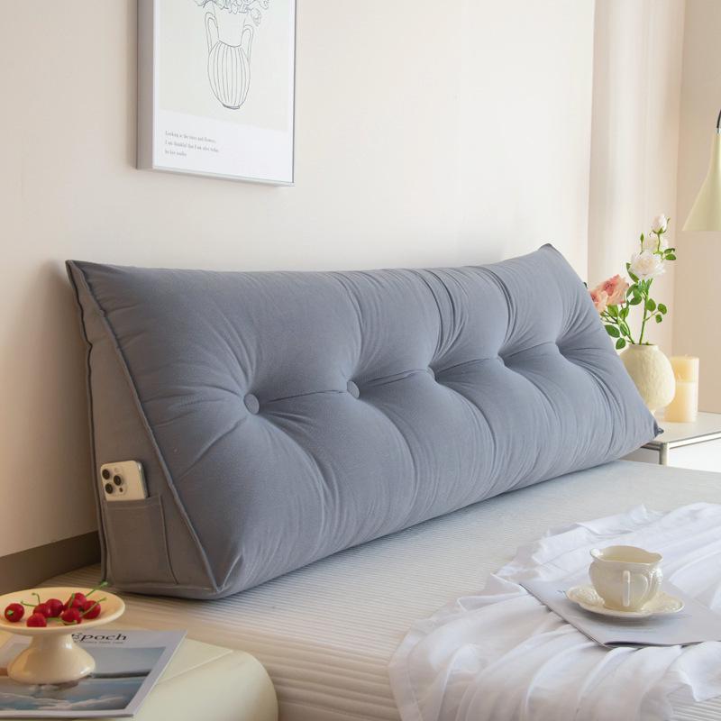 Removable & Washable Leather Velvet Triangle Headboard Cushion Pillow with Soft Lumbar Backrest for Sofa and Dormitory