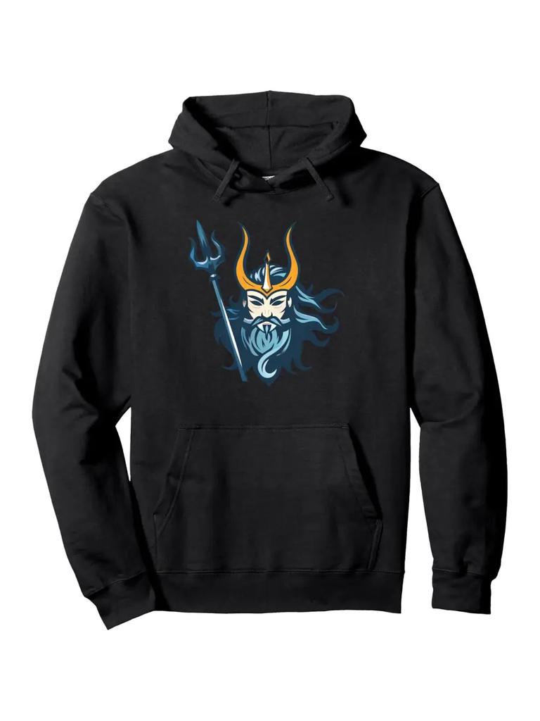 Doctoral Degree Hoodie - Black with Blue & White Doctoral Cap & mortarboard Design