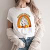 Retro Halloween Tshirt Spooky Season T-Shirts Cute Ghost T Shirt Fall Rainbow T-shirts Halloween Women's T Shirt Graphic Tees