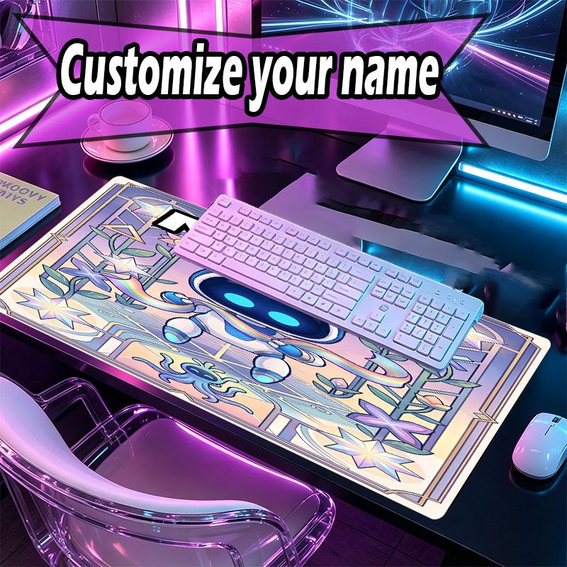 Custom Name Personalized Cosmic Bot Crew Pattern Mousepad, Laptop PC Desk Mat, Decorative Desk Mat for Home Keyboard Pad Gift