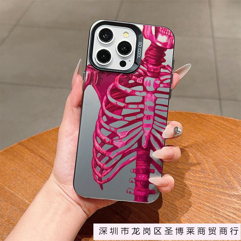 Розово-фиолетовый скелет для чехла на телефон Apple iPhone 11/12/13/14/15 Pro Max 16 Pro Max