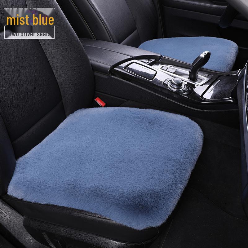 Комплект плюшевых зимних подушек для автомобильных сидений: Нескользящий, утолщенный мех кролика, универсальная посадка
