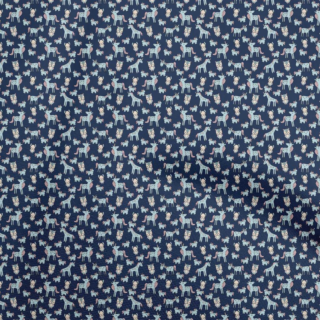 oneOone Ткань Cotton Flex Light Blue, детская ткань с изображением животных для шитья, напечатанная ткань для рукоделия, ярд, 40 дюймов