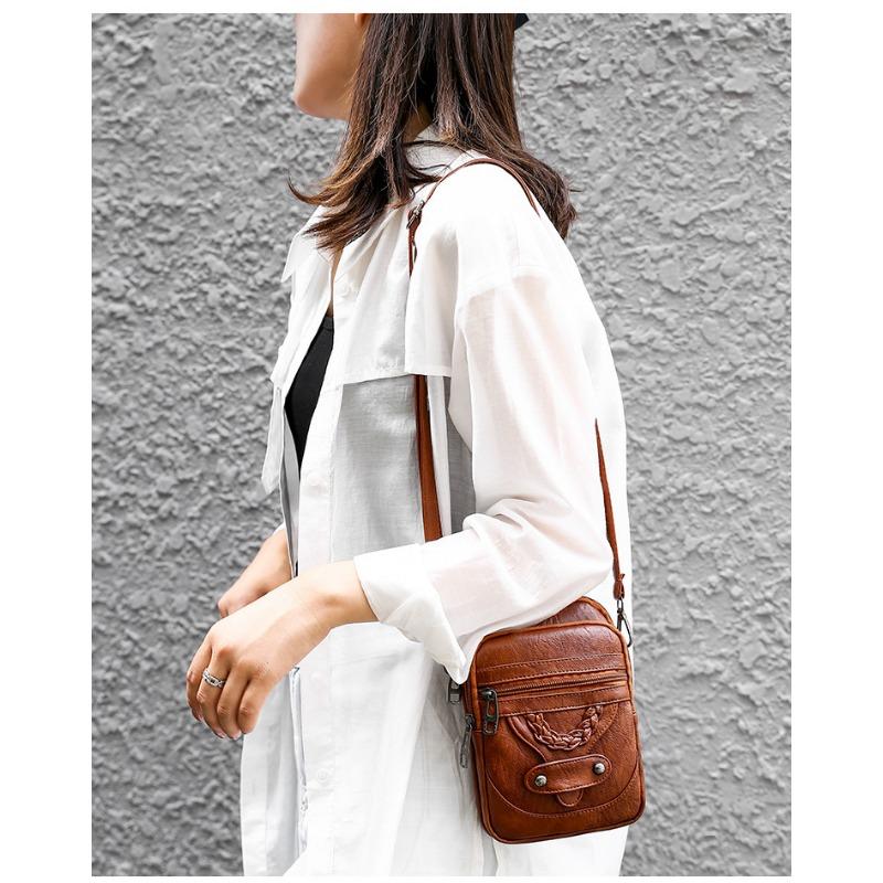 Women Crossbody Bag New Texture Shoulder Bag Phone Bag Soft Leather Chic Euro-American Style Mature Fashion Vintage Small Bag