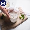 Термостойкая стеклянная офисная чайная чашка, креативная прозрачная кофейная кружка с крышкой и соломинкой, бытовая чашка для молока, сока, дорожная посуда для напитков