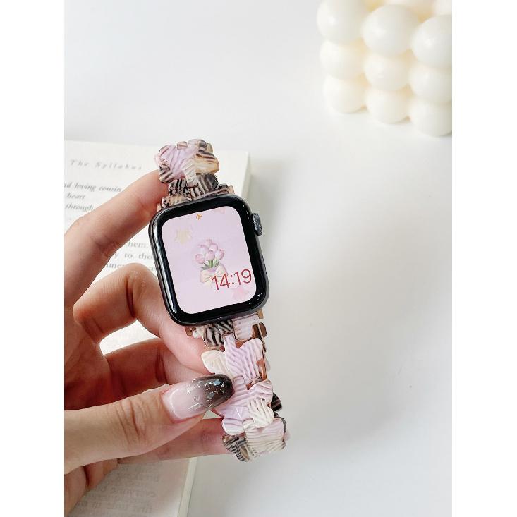 Ремешок Butterfly Resin для Apple Watch S10 - эластичный выдвижной ремешок из смолы для часов женский браслет для iWatch10/9/8/7/6/5/4/3/2/1/Se/Ultra/Ultra2 42 мм