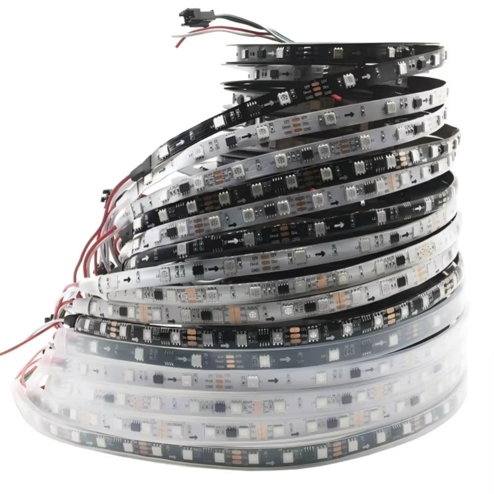 Led Strip Light WS2811 WS2811B LED Strip 30 60 LEDs/m RGB DC12V DC24V Individually Addressable Tape Black White PCB IP65 IP67