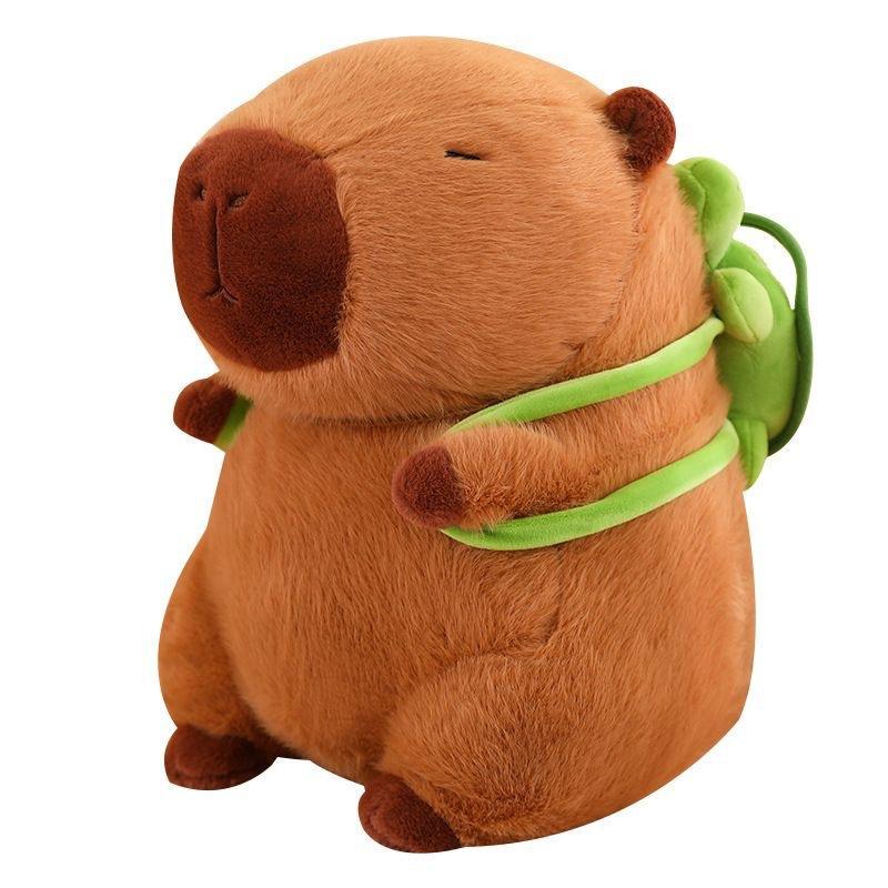Cute Turtle Backpack Capibara Strawberry Hat Capybara Plush Toy Stuffed Animals Soft Doll Kids Toys Birthday Gift Pendant Decor