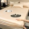 Smooth Mulberry Silk Fitted Sheet High End Ice Silk Mattress Cover with Elastic Bands for Single Double Queen King Bed 140/160