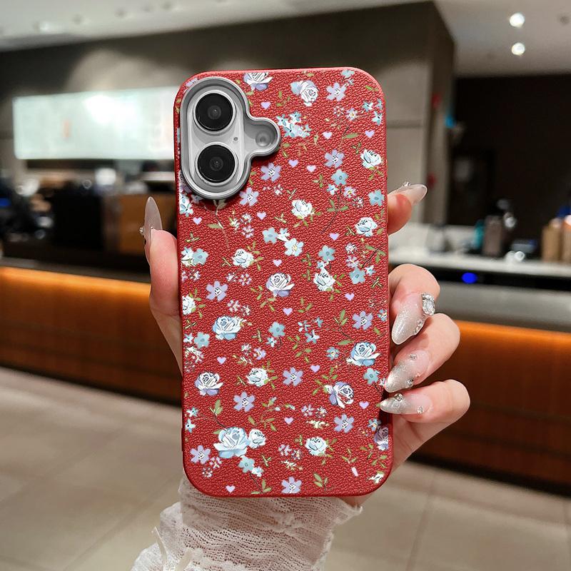 Маленький цветочный принт TPU кожа текстура тонкий чехол для телефона iPhone 16 Pro Max 15 Plus 14 Pro 13 12 11 мягкий матовый противоударный бампер чехол