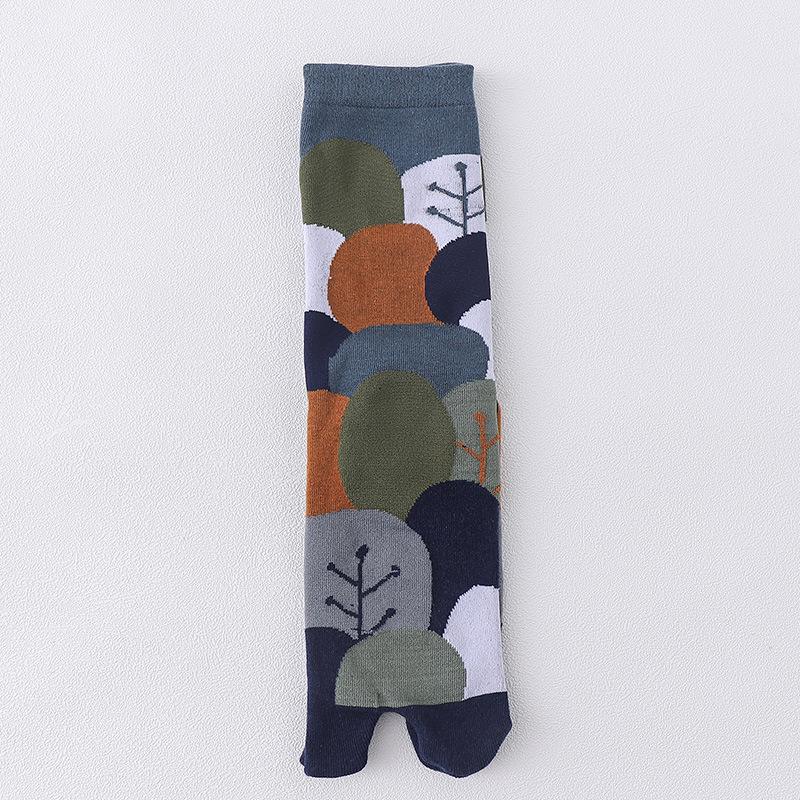 Новинка Таби носки с двумя пальцами японский стиль мультфильм растения дерево искусство носки Harajuku хлопок длинные носки с двумя пальцами мужская мода