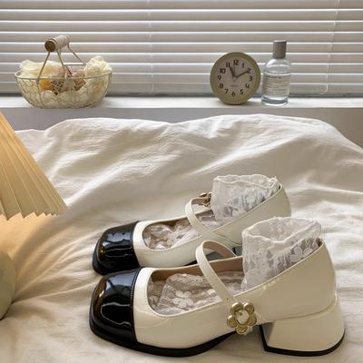 Туфли Мэри Джейн Женские туфли-лодочки Квадратный носок Высокий каблук Весна Лето Металлическая пряжка Лолита Платформа Женская обувь