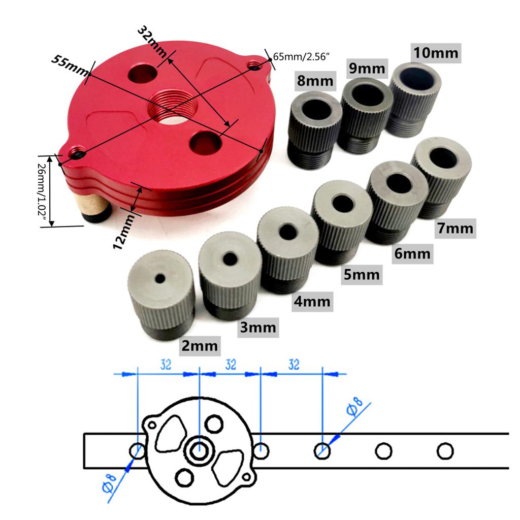 Модернизированный набор самоцентрирующегося дюбельного кондуктора 2-10 мм, вертикальный дырокол, локатор, инструмент для деревообработки из алюминиевого сплава, прочный-