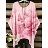 Women Floral Butterfly Print Loose Tunic Top