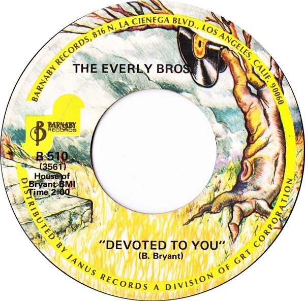 7-дюймовая пластинка EVERLY BROTHERS Devoted To You Bird Dog B510 Barnaby Records US Rock Б/у