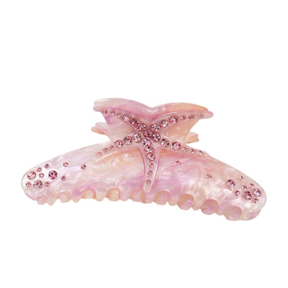 Acetic Acid Starfish Acetate Hair Clip Elegant Crystal Shell Hair Claw Rhinestone Shark Clip Beach