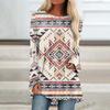 Ethnic 3D Print Long Sleeve T Shirt Women's Fashion Abstract Geometric Design Top Tees Autumn New Vintage Round Neck T Shirts