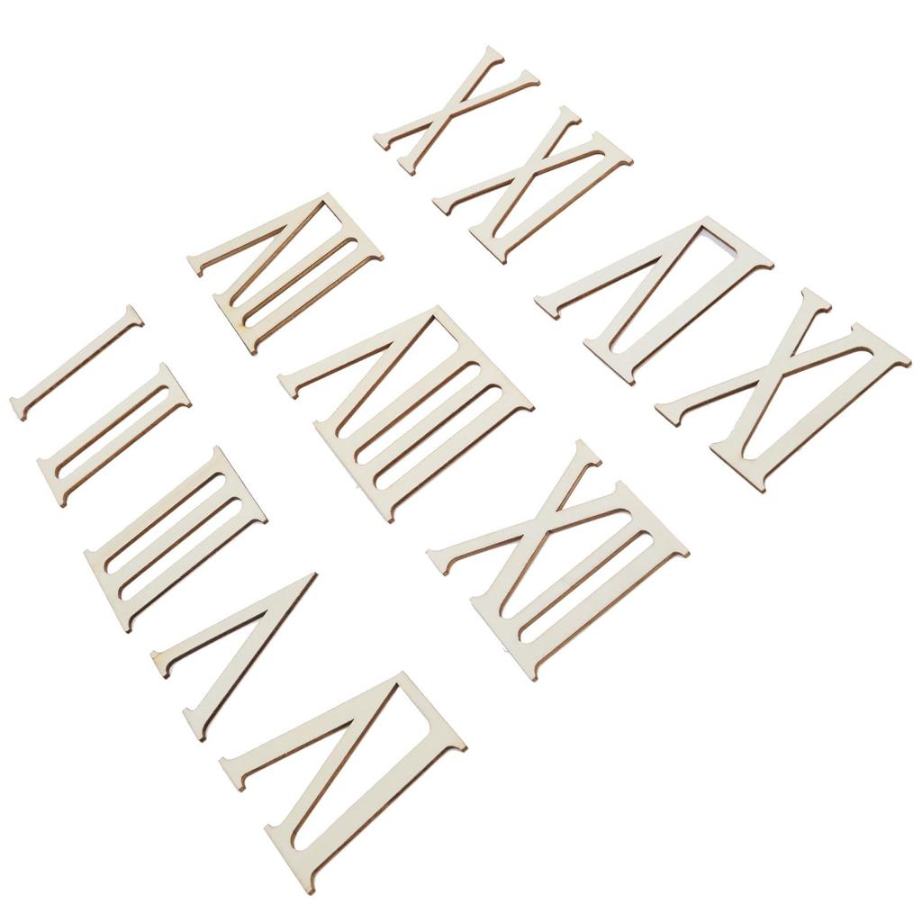 12Pcs Wooden Roman Numerals DIY Clock Numbers Wood Craft Hand Made Decorations 7CM