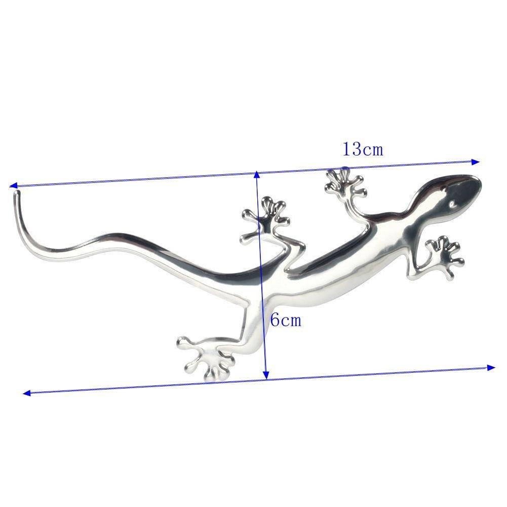 (EMY) 3D Sticker Car Emblem Silver Gecko Sticker 5.1 inches x 2.4 inches (130