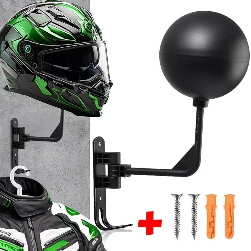 Universal Helmet Holder Wall Mount Motorcycle Helmet Organizer Bracket 180° Rotatable Spherical Caps Helmet Stand Show Hanger