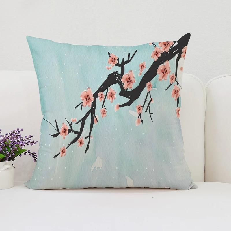 Японская Сакура Домашний Декор Декоративная Наволочка для Подушки для Подушек в Гостиную Эстетичное Украшение Комнаты Наволочка 45*45