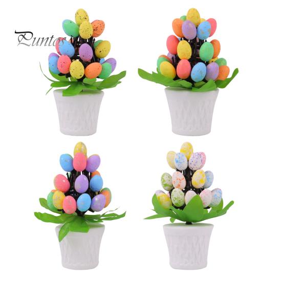 Украшение для пасхального яйца Пасхальное яйцо Бонсай Дерево Неприхотливые в уходе Искусственные яйца Растения Настольные пасхальные украшения Многоцветный горшечный пасхальный орнамент