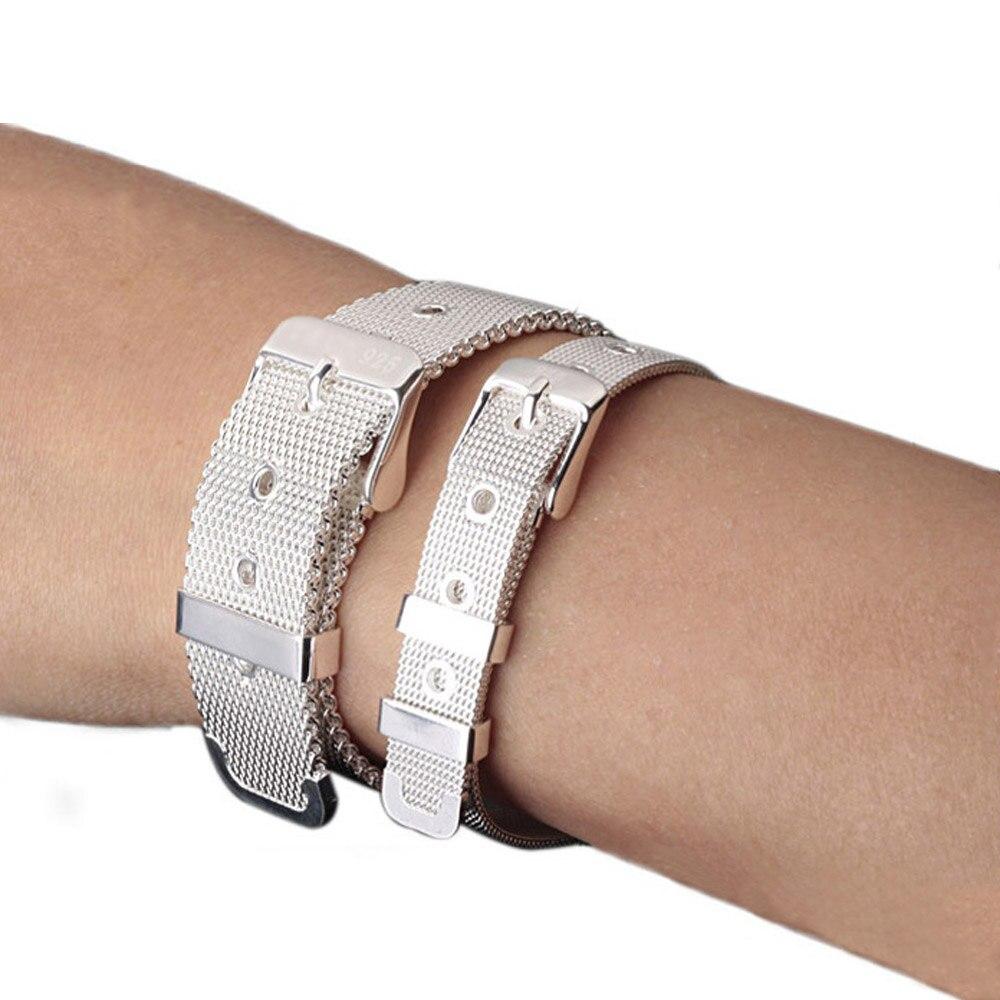 Классический браслет унисекс из стерлингового серебра 925 пробы 8,10,14,18 мм, ремешок для часов, серебряный браслет-цепочка - мужские и женские серебряные ювелирные изделия