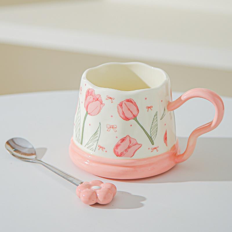 Souvenir Gifts Pastoral Style Single Cup Sunflower Ceramic Cup Household Set Mug Tulip Cup