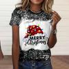 Women's Short Sleeve Tops & T-shirt 3d Christmas Deer Printed Round Neck T-shirts & Blouse Casual Fashion Loose Women's Top Tees