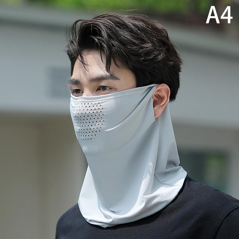 Унисекс шарф для лица дышащий ледяной шелк УФ-защитная маска мягкая регулируемая анти-ультрафиолетовая тонкая для летнего активного отдыха