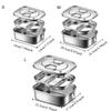 304 Stainless Steel Camping Lunch Box Compartmental Food Storage Box Portable Picnic Box  School