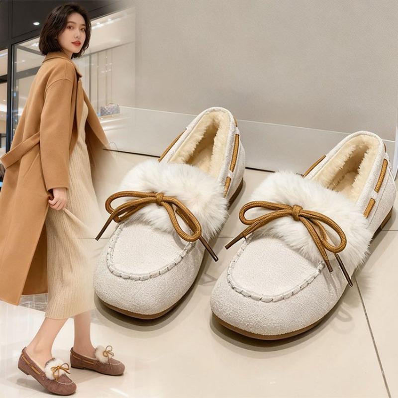 Теплые дутики на мягкой подошве для женской зимы, бархатные, новые, универсальные, на толстой подошве, пушистые туфли-однопедальки для женской верхней одежды