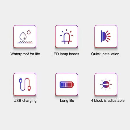 USB Rechargeable Bicycle Tail Light Energy-Saving LED Lamp Waterproof Bike Rear Safety Flashlight for Night Riding Outdoor Cycling