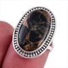 Кольцо из чистого серебра 925 пробы с натуральным черным медным бирюзовым камнем S.6 n4O93