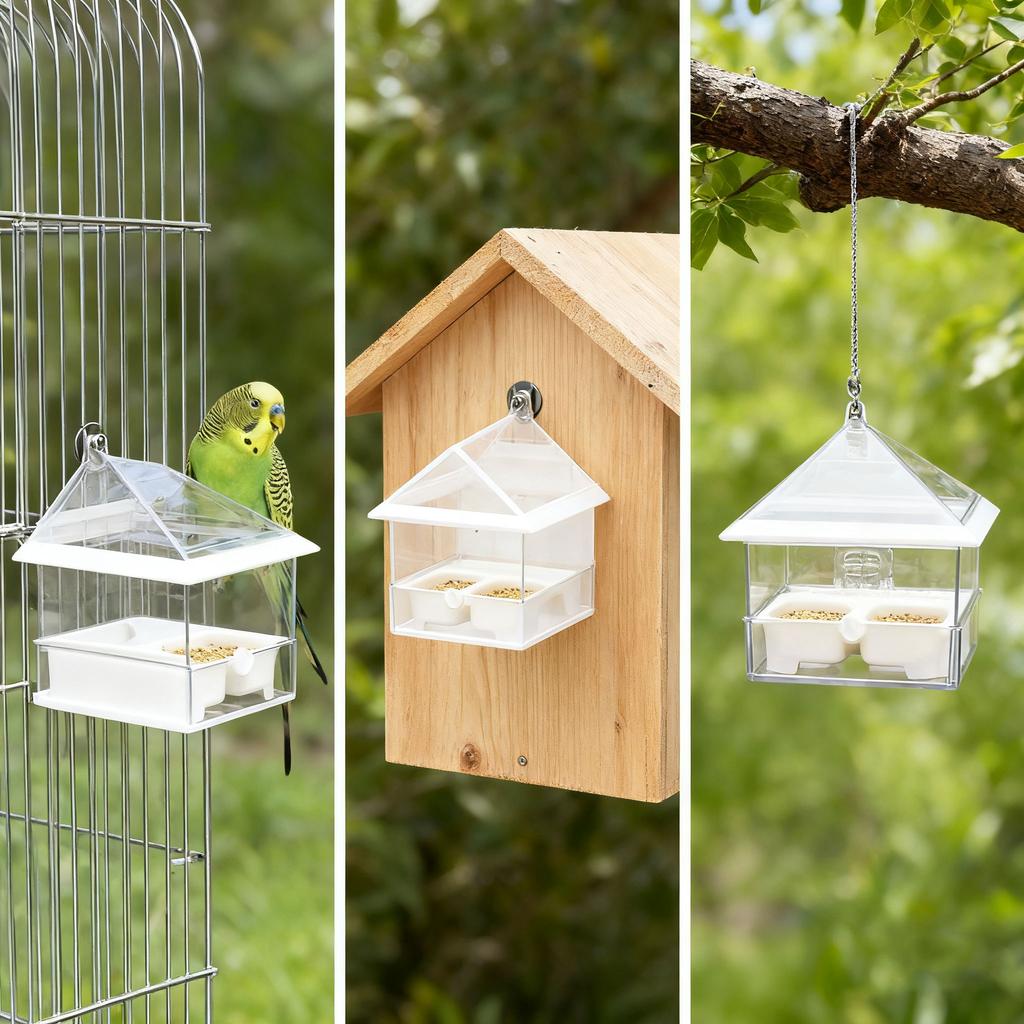 High-Quality Transparent Visible Bird Roof Feeder with Easy-to-Clean Pull-Out Drawer - Acrylic Roof Feeder